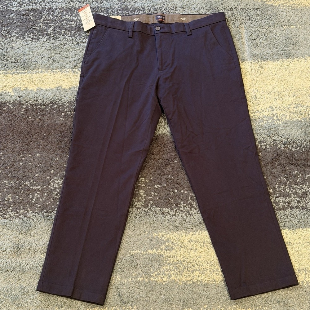 NWT DOCKERS WorkDay Khaki Straight Fit SMART 360 FLEX Men's 38x30 Navy Blue $66